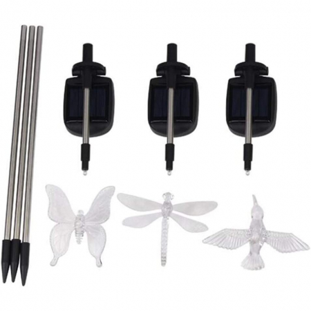 Set 3 Lampi Solare LED tip pasare-fluture-libelula, Inaltime 43 cm, , Multicolor [1]