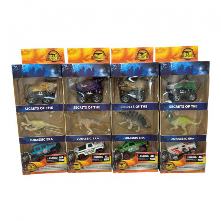 Set 3 piese jucarie din plastic – 2 masinute si 1 dinozaur multicolor, culori combinate, Calitate Superioara,  [5]