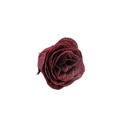 Set 30 trandafiri decorativi burgundy cu sclipici, pe sarma – pentru aranjamente si brad [2]
