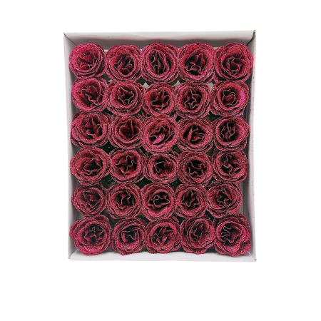 Set 30 trandafiri decorativi burgundy cu sclipici, pe sarma – pentru aranjamente si brad [3]