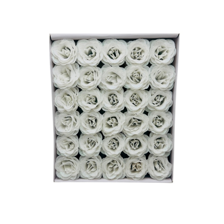 Set 30 trandafiri decorativi alb milky cu sclipici, pe sarma – pentru aranjamente si brad [1]