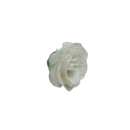 Set 30 trandafiri decorativi alb milky cu sclipici, pe sarma – pentru aranjamente si brad [2]
