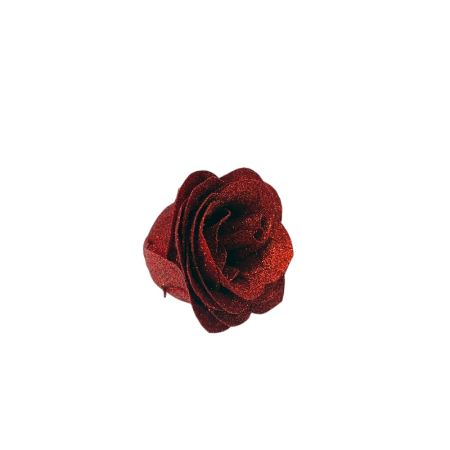 Set 30 trandafiri decorativi rosu intens cu sclipici, pe sarma – pentru aranjamente si brad [2]