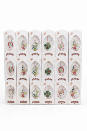 Martisoare ambalate traditional - Set 36 Martisoare clasice, 10x4 cm, modele mixte Flori / Animale / Cosar, Cadou 1 Martie