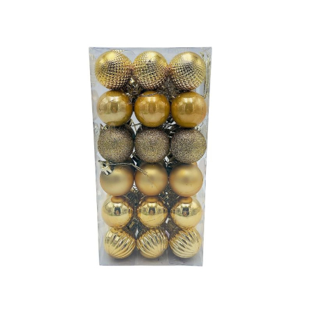 Set 36 globuri de Craciun pentru brad – 22x11x8cm, nuanta auriu, finisaj lucios/satinat/ sclipici [3]