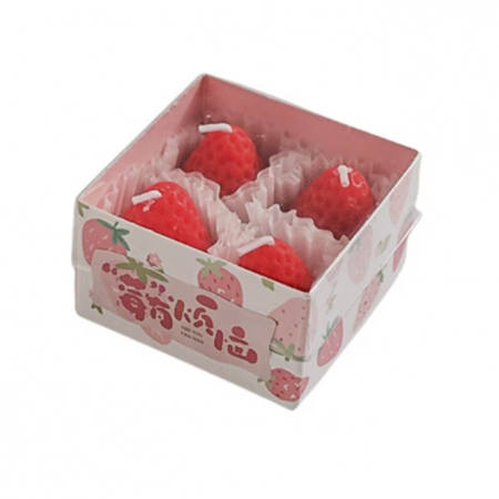 Articole pentru Casa Engros - Set 4 Lumanari Parfumate, , Model Capsunici, Ardere 30 min, 52g, 6.3 x 6.3 x 3.8 cm, Rosu