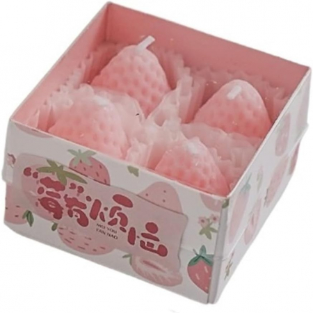 Articole pentru Casa Engros - Set 4 Lumanari Parfumate, , Model Capsunici, Ardere 30 min, 52g, 6.3 x 6.3 x 3.8 cm, Roz
