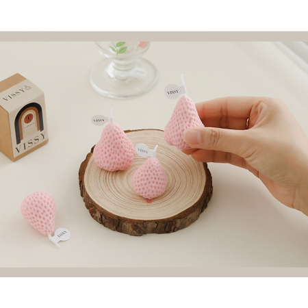 Set 4 Lumanari Parfumate, , Model Capsunici, Ardere 30 min, 52g, 6.3 x 6.3 x 3.8 cm, Roz [6]