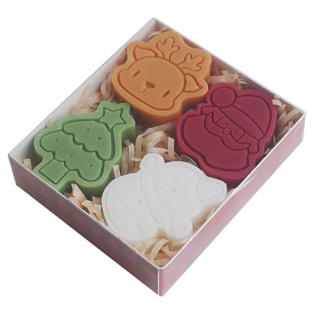 Articole pentru Casa Engros - Set 4 Lumanari Parfumate, , Model Craciun, din Parafina, 10.2 x 9.1 x 2.7 cm, Multicolor
