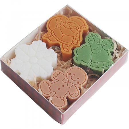 Articole pentru Casa Engros - Set 4 Lumanari Parfumate, , Tema Craciun, din Parafina, 10.2 x 9.1 x 2.7 cm, Multicolor