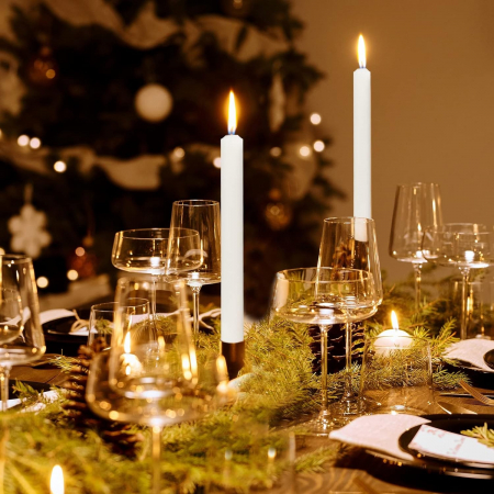 Set 4 Lumanari, , pentru Suport de Masa, Fara Miros si Fum, din Parafina, 2.2 x 25 cm, Alb [4]