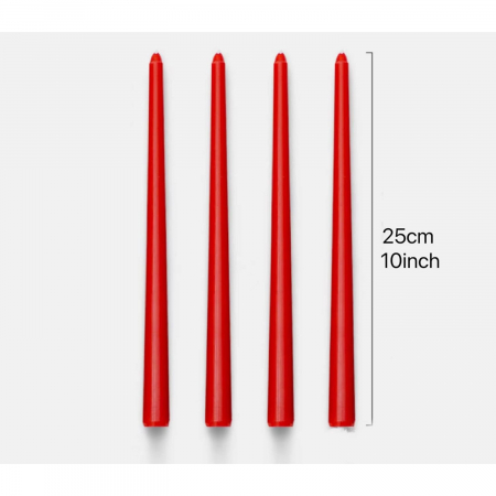 Set 4 Lumanari, , pentru Suport de Masa, Fara Miros si Fum, din Parafina, 2.2 x 25 cm, Rosu [4]