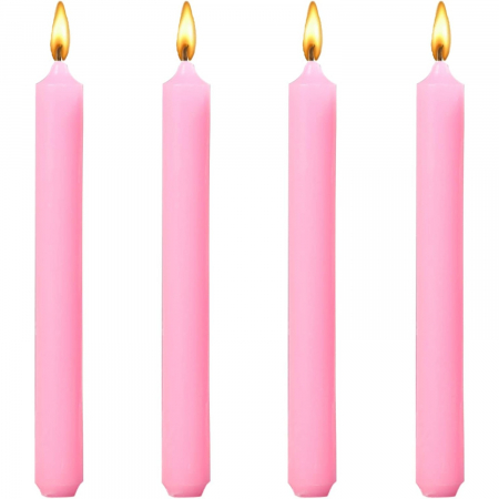 Set 4 Lumanari, , pentru Suport de Masa, Fara Miros si Fum, din Parafina, 2.2 x 25 cm, Roz [4]