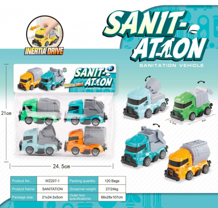 Set 4 masini de gunoi, Sanitation, 24.5×20×5cm, +3ani,   [2]