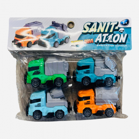 Set 4 masini de gunoi, Sanitation, 24.5×20×5cm, +3ani,   [3]