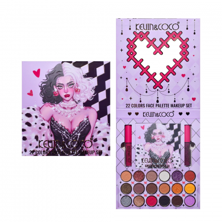Set 4 Produse de Machiaj, KEVIN &amp; COCO, Black-White Witch, 22 culori, 19.7 x 21.2 x 2.5 cm [8]