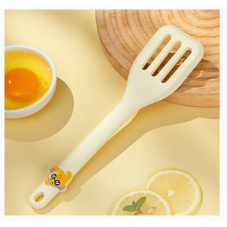 Set 4 Ustensile de Bucatarie, , pentru Copii, din Silicon, Termorezistente, Design Animat, 13 x 24 x 5 cm, Bej [4]