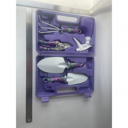 Set 5 accesorii pentru gradinarit , geanta depozitare inclusa, otel inoxidabil, 38 x 29 cm, mov [6]