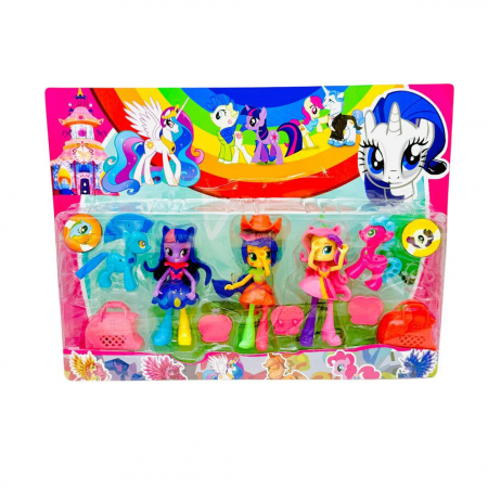 Set 5 figurine Adorabile Fetite si Caluti cu accesorii, multicolor, 45×32cm, +3ani,   [1]