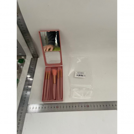 Set 5 Pensule de Machiaj cu Peri Moi, , cu Suport pentru Depozitare si Oglinda, Roz Inchis [1]