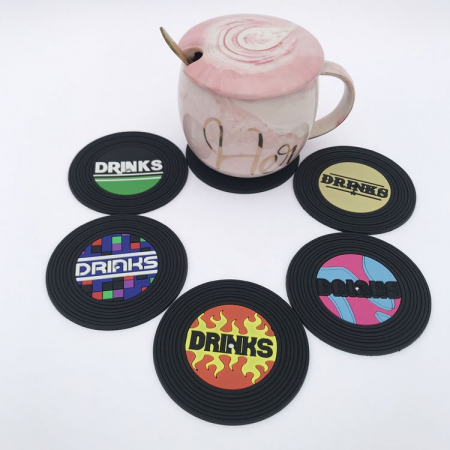 Set 5 Suporturi pentru Pahare, Filppy, din PVC, Diametru 9 cm, Rezistent la Caldura, Multicolor [6]