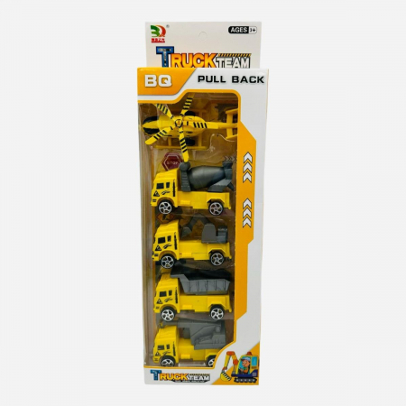 Set 5 vehicule de constructii, Truck Team, pull-back action, 32.5×11.5×4cm, multicolor, +3ani,   [1]