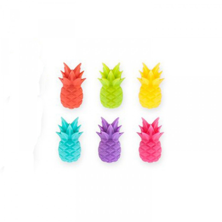 Set 6 Accesorii pentru Pahare, , pentru Petreceri/Cocktailuri, din Silicon, Model Ananas, Multicolor [2]