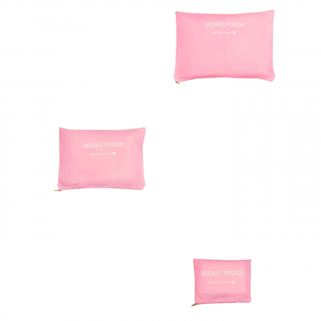 Set 6 Genți de Calatorie, , pentru Depozitare, Impermeabile, Organizator, Multifuncționale, Design cu Plasa, Pliabile, Fermoar, Dimensiuni Diferite, Roz [3]