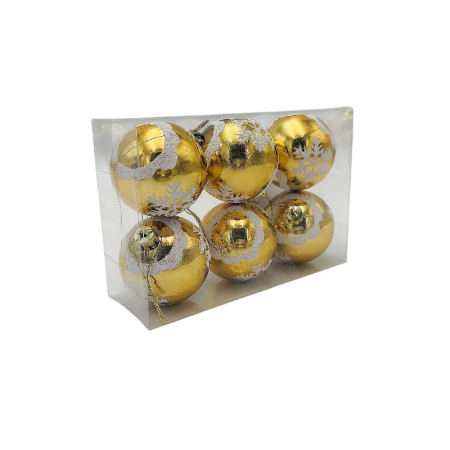 Set 6 globuri de Craciun pentru brad – 17x12x6cm, nuanta auriu fin, finisaj lucios/detalii sclipici [2]