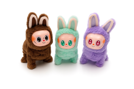 Jucarii interactive - Set 6 Jucarii Labubu Interactive, 19x12 cm – Merg si Canta, Plus Moale, Modele Colorate