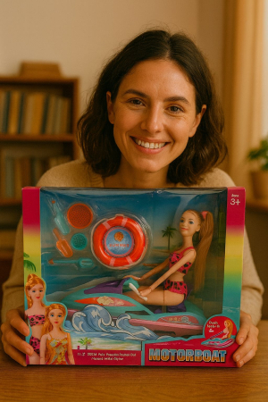 Papusa Fashion cu Skijet Motorboat si Accesorii de Plaja – Set Vara pentru Fetite 3+, 30x26cm [1]