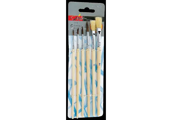 Birotica, papetarie si rechizite Engros - Set 6 pensule pictura Scriva – varfuri diferite pentru acuarela, tempera si guasa, 