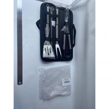 Set 7 Ustensile pentru Gratar, , din Otel Inoxidabil, Geanta Oxford, Argintiu [1]