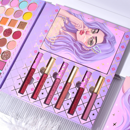 Set 8 Produse de Machiaj, KEVIN & COCO, Violet Fairy, 51 culori, 19.5 x 24.5 x 2.5 cm [3]