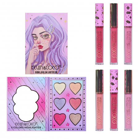 Set 8 Produse de Machiaj, KEVIN & COCO, Violet Fairy, 51 culori, 19.5 x 24.5 x 2.5 cm [8]
