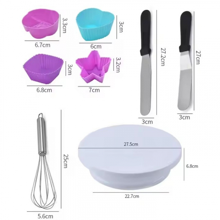 Set 80 Piese Ustensile pentru Ornare Prajituri, , din Plastic si Otel Inoxidabil, Forme Briose, Multicolor [1]