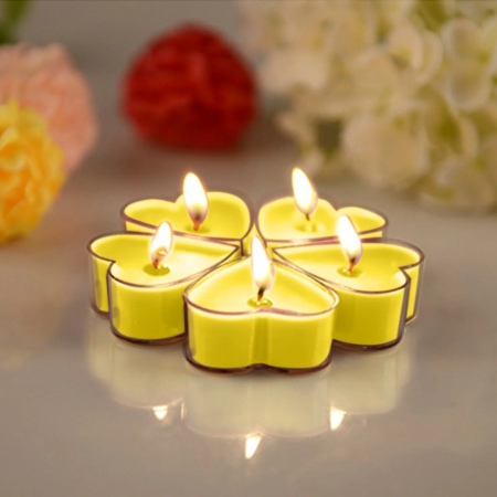 Set 9 Lumanari in Forma de Inima, , pentru Ziua Indragostitilor, Aroma de Citrice, Ardere 3.5 h, din Parafina, 4 x 2 cm, Galben [2]