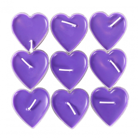 Set 9 Lumanari in Forma de Inima, , pentru Ziua Indragostitilor, Aroma de Lavanda, Ardere 3.5 h, din Parafina, 4 x 2 cm, Mov [4]