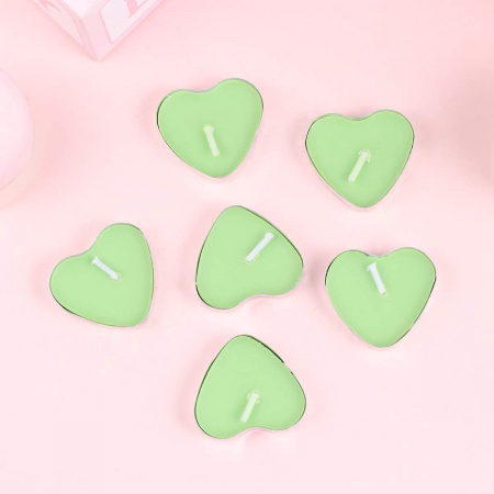 Set 9 Lumanari in Forma de Inima, , pentru Ziua Indragostitilor, Aroma de Mar, Ardere 3.5 h, din Parafina, 4 x 2 cm, Verde [1]