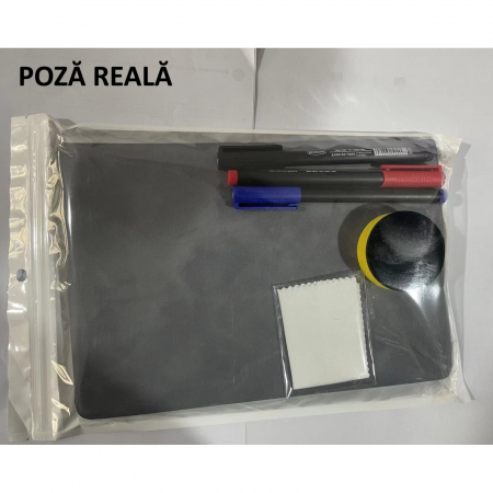 Set Agenda A5 Reutilizabila cu Pagini Tip Tabla, Agenda Pagini Albe cu Stergere Uscata, 3 Markere, 1 Burete și 1 Laveta de sters, Portabila, 24 x 16.5 cm, Coperta Piele, Maro [6]
