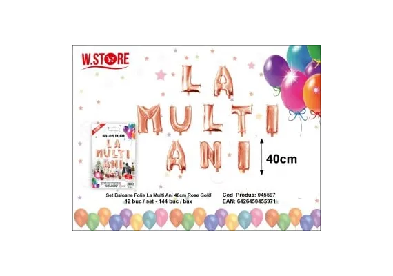 Articole pentru Casa Engros - Set baloane din folie decorativa LA MULTI ANI, culoare rose gold, 40cm, evenimente speciale 