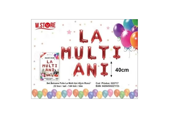 Articole pentru Casa Engros - Set baloane din folie LA MULTI ANI, 40cm, culoare rosu intens, decor pentru aniversari si petreceri festive – 