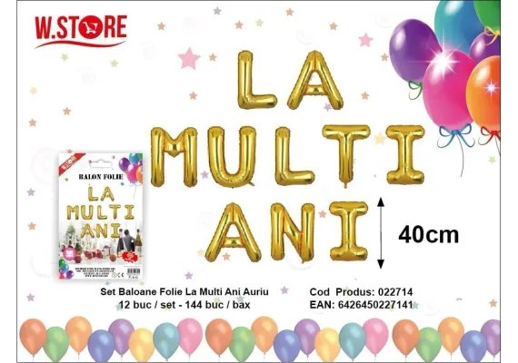 Articole pentru Casa Engros - Set Baloane din Folie LA MULTI ANI Auriu 40 cm – Decor Festiv pentru Aniversari si Petreceri 