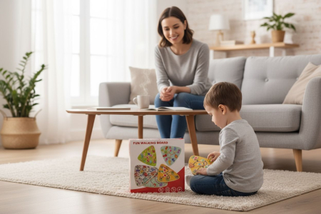 Joc Educativ din Lemn – Fun Walking Board – Circuit Interactiv 23x24cm [1]