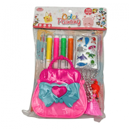 Set cadou pentru fetite cu poseta, papusa si plasa de colorat –  jucarie creativa,  [2]