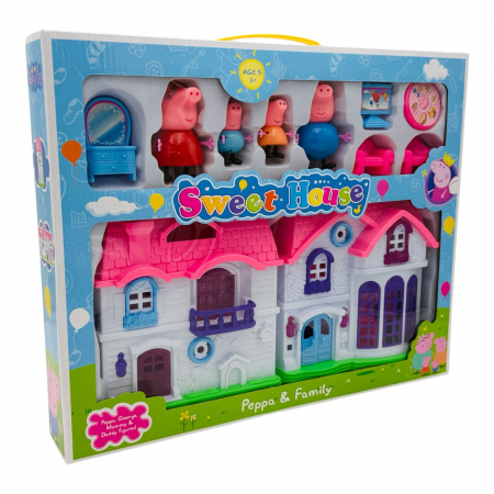 Set Casuta de Jucarie cu Mobilier si Figurine,Purcelusi nazdravani 43x35x6.8 cm - Distractie si Imaginatie pentru Copii  [3]