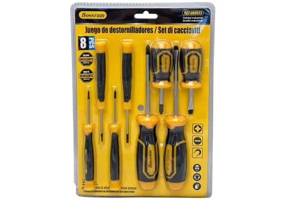 Bricolaj Engros - Set complet de surubelnite Bossram 8 piese cu maner ergonomic, calitate industriala pentru uz profesional si casnic, 