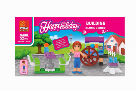 Jocuri de constructie si puzzle-uri - Set Constructie Happy Holiday pentru Fetite, 52 Piese, 19x9.5cm