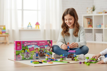 Set Constructie Happy Holiday pentru Fetite, 52 Piese, 19x9.5cm [1]