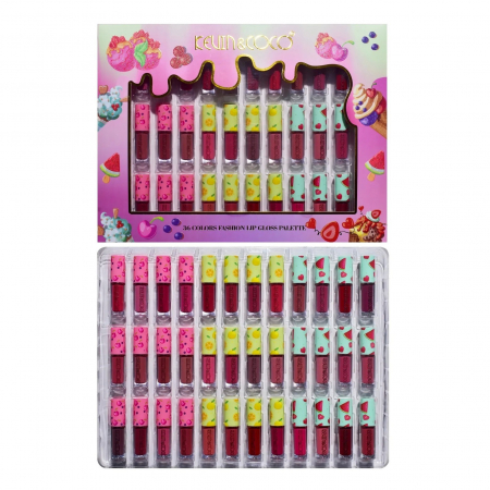 Set de Buze, KEVIN & COCO, 36 Lip Gloss-uri, Model Capac cu Fructe, 32.3 x 24.3 x 2.4 cm, Multicolor [9]